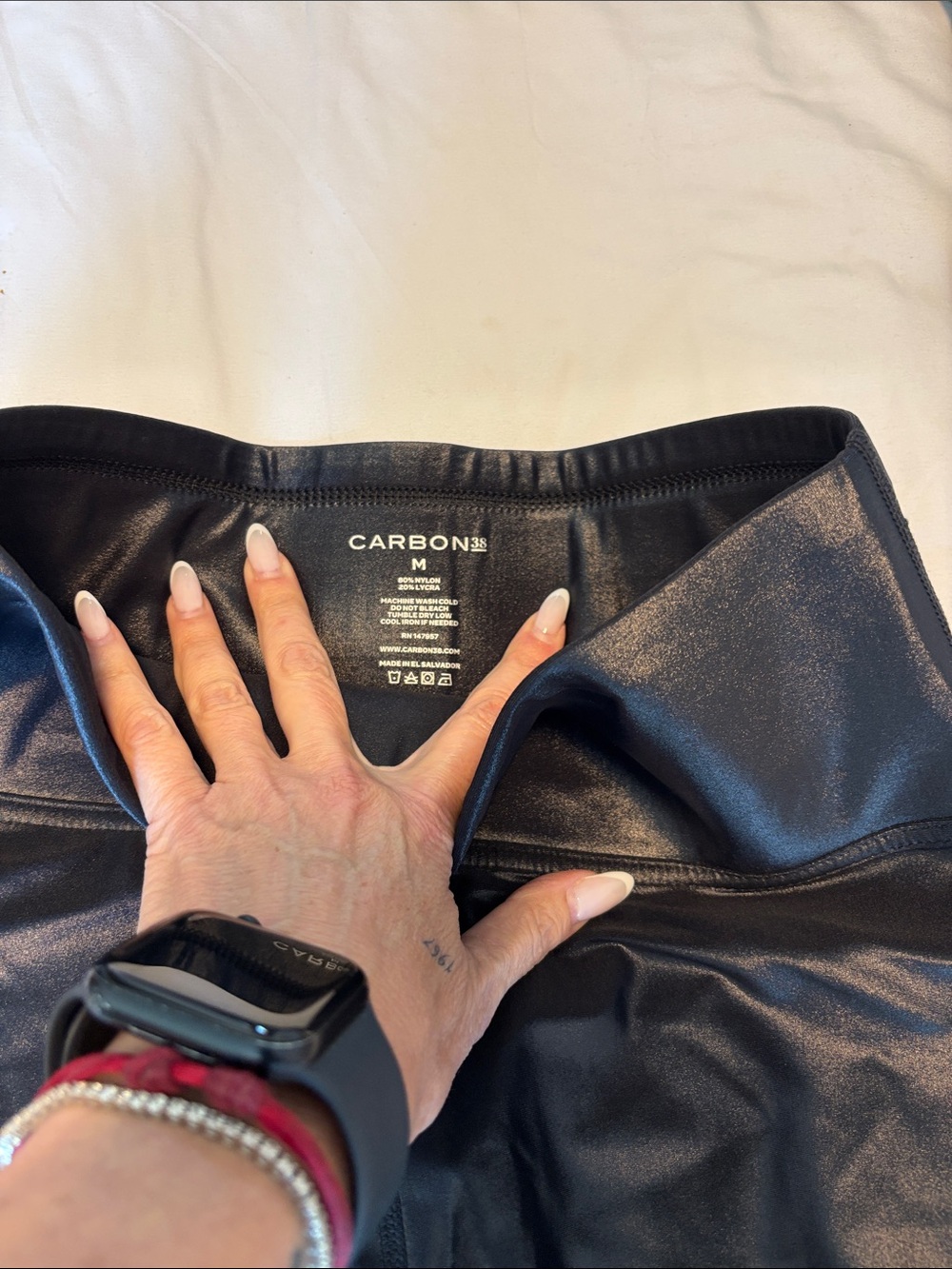 Carbon38 High-Waist Black Faux-Leather Leggings